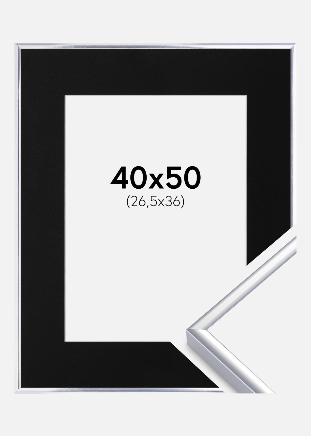 Product Image for Fotolijst Aluminium Glanzend Zilver 40x50 cm - Passe-partout Zwart 27,5x37 cm