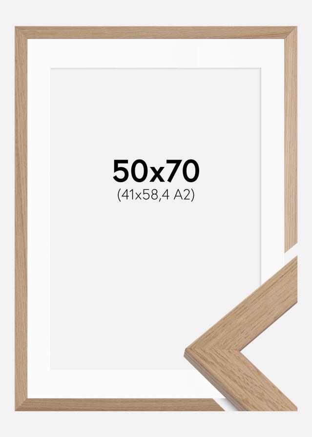 Ram med passepartou Fotolijst Trendline Eiken 50x70 cm - Passe-partout Wit 42x59,4 cm (A2)