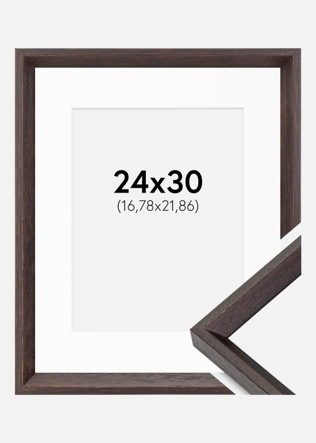 Ram med passepartou Fotolijst Globe Espresso 24x30 cm - Passe-partout Wit 7x9 inches