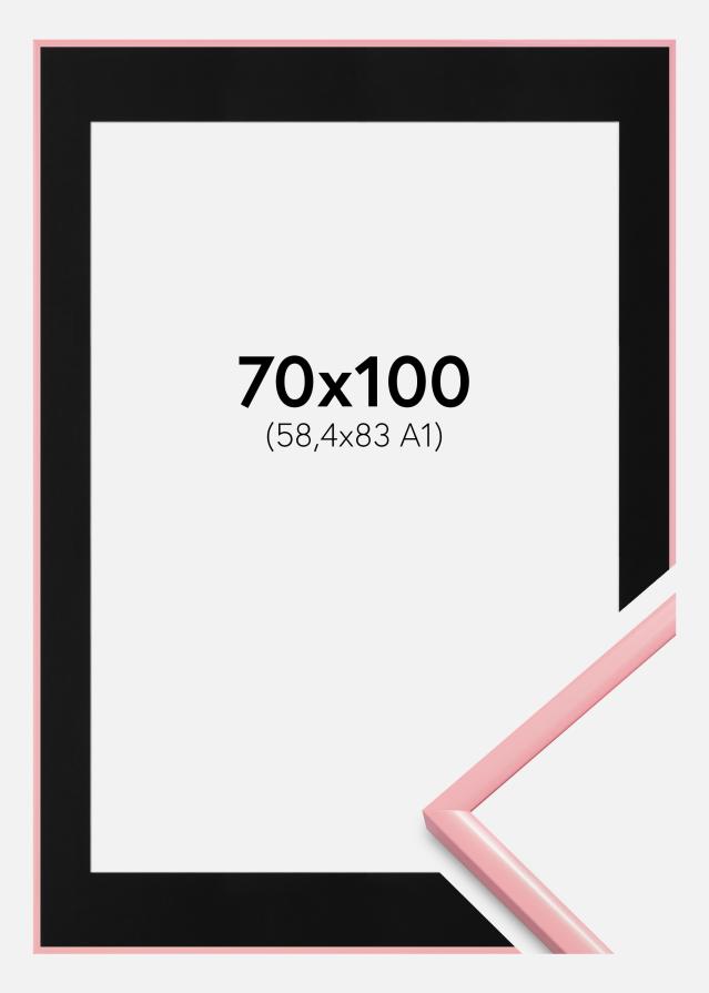 Ram med passepartou Fotolijst New Lifestyle Roze 70x100 cm - Passe-partout Zwart 59,4x84 cm