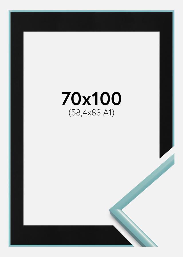 Ram med passepartou Fotolijst New Lifestyle Turquoise 70x100 cm - Passe-partout Zwart 59,4x84 cm