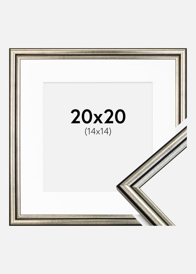 Ram med passepartou Fotolijst Horndal Zilver 20x20 cm - Passe-partout Wit 15x15 cm