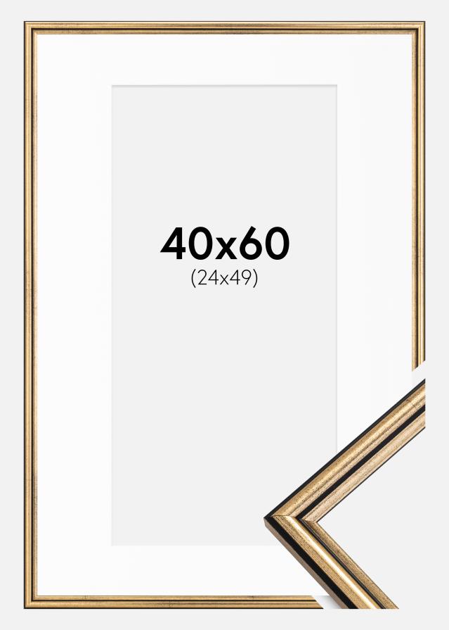 Ram med passepartou Fotolijst Horndal Goud 40x60 cm - Passe-partout Wit 25x50 cm