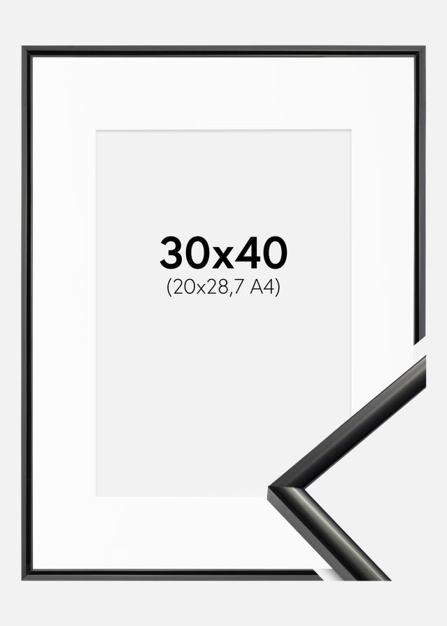 Ram med passepartou Fotolijst New Lifestyle Zwart 30x40 cm - Passe-partout Wit 21x29,7 cm (A4)