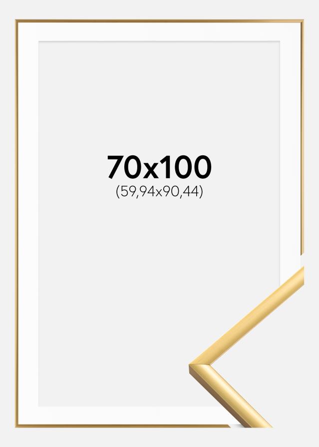 Ram med passepartou Fotolijst New Lifestyle Shiny Gold 70x100 cm - Passe-partout Wit 24x36 inches