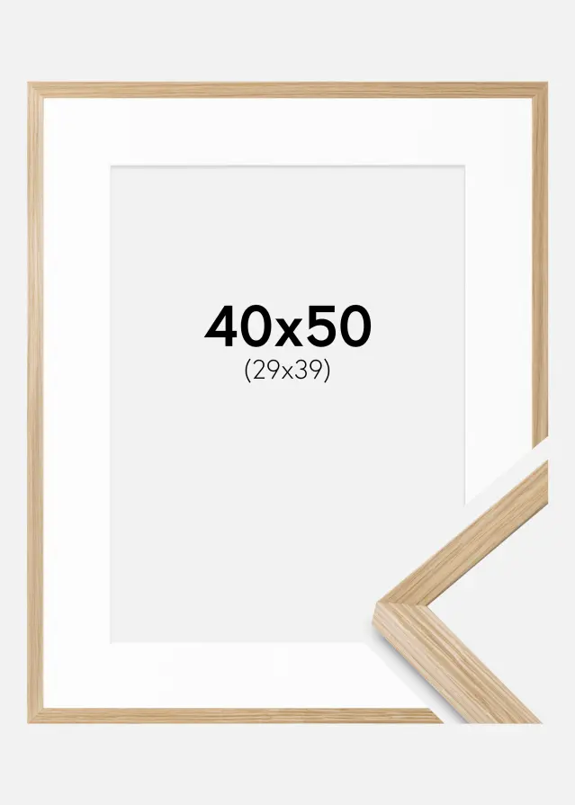 Ram med passepartou Fotolijst Soul Oak Veneer 40x50 cm - Passe-partout Wit 30x40 cm