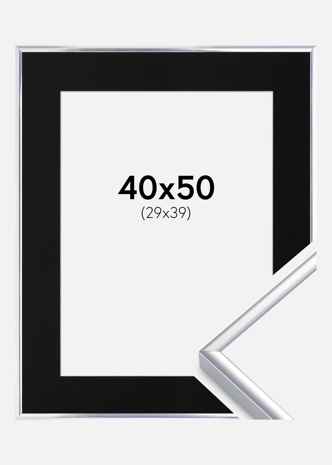 Product Image for Fotolijst Aluminium Glanzend Zilver 40x50 cm - Passe-partout Zwart 30x40 cm