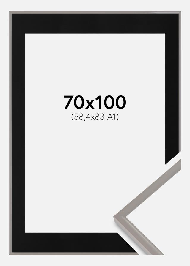 Ram med passepartou Fotolijst New Lifestyle Earth Grey 70x100 cm - Passe-partout Zwart 59,4x84 cm