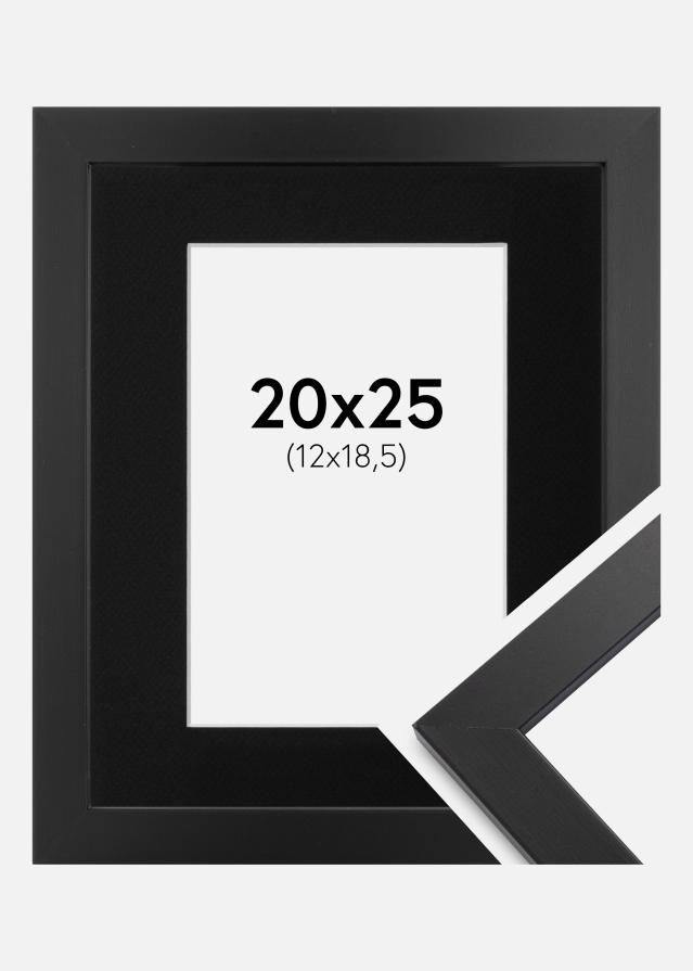 Ram med passepartou Fotolijst Black Wood 20x25 cm - Passe-partout Zwart 13x19,5 cm