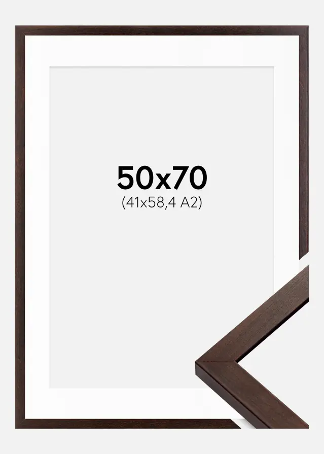 Ram med passepartou Fotolijst Selection Walnoot 50x70 cm - Passe-partout Wit 42x59,4 cm (A2)