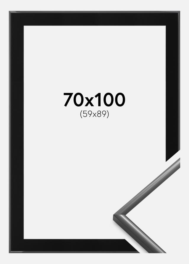 Ram med passepartou Fotolijst New Lifestyle Donkergrijs 70x100 cm - Passe-partout Zwart 60x90 cm