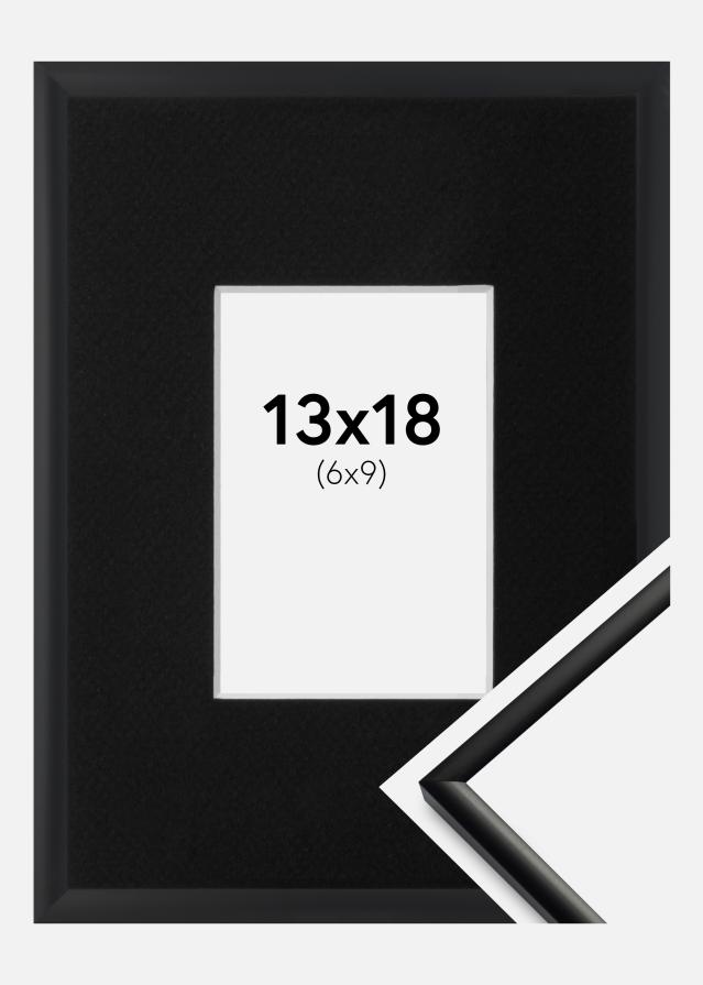 Ram med passepartou Fotolijst New Lifestyle Mat Zwart 13x18 cm - Passe-partout Zwart 7x10 cm