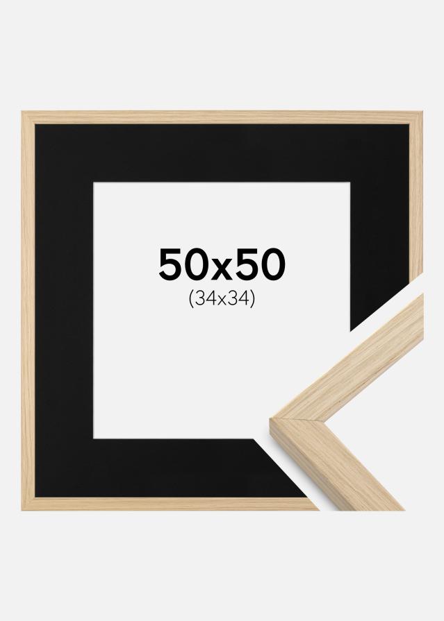 Ram med passepartou Fotolijst Grimsåker Eiken 50x50 cm - Passe-partout Zwart 35x35 cm