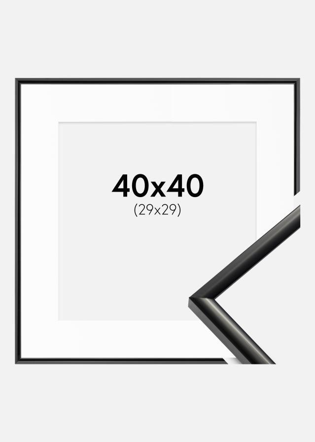 Ram med passepartou Fotolijst New Lifestyle Zwart 40x40 cm - Passe-partout Wit 30x30 cm