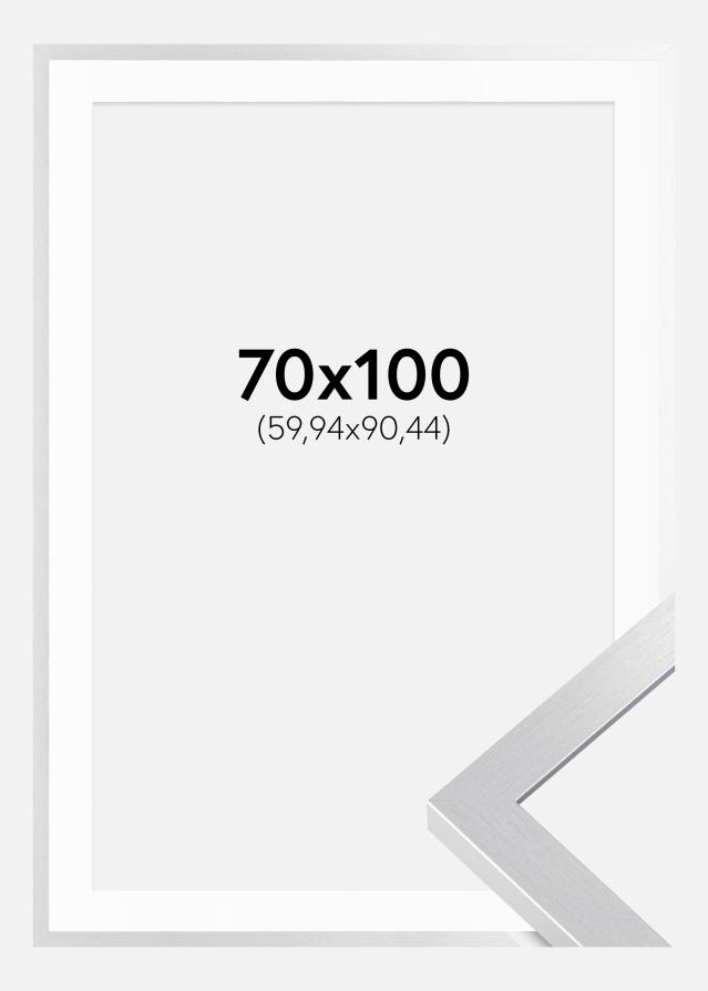 Ram med passepartou Fotolijst Selection Zilver 70x100 cm - Passe-partout Wit 24x36 inches