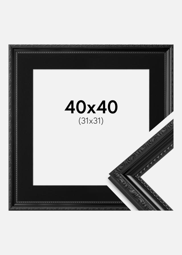 Ram med passepartou Fotolijst Abisko Zwart 40x40 cm - Passe-partout Zwart 32x32 cm