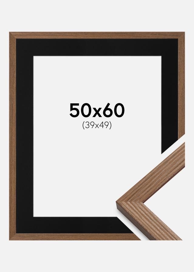 Ram med passepartou Fotolijst Fiorito Donker Eiken 50x60 cm - Passe-partout Zwart 40x50 cm