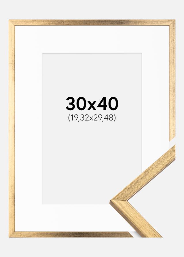 Ram med passepartou Fotolijst Galant Goud 30x40 cm - Passe-partout Wit 8x12 inches