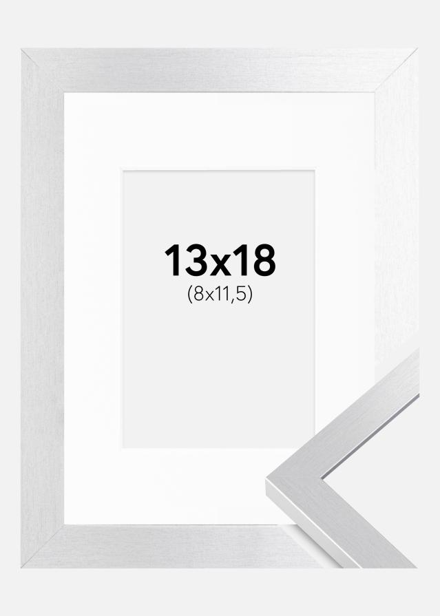 Ram med passepartou Fotolijst Selection Zilver 13x18 cm - Passe-partout Wit 9x12 cm