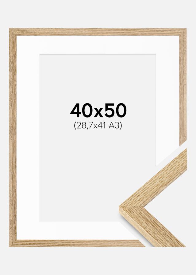 Ram med passepartou Fotolijst Selection Eiken 40x50 cm - Passe-partout Wit 29,7x42 cm (A3)