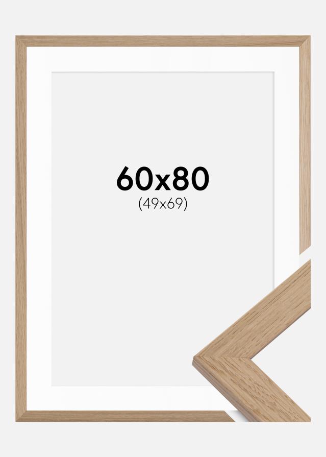Ram med passepartou Fotolijst Trendline Eiken 60x80 cm - Passe-partout Wit 50x70 cm