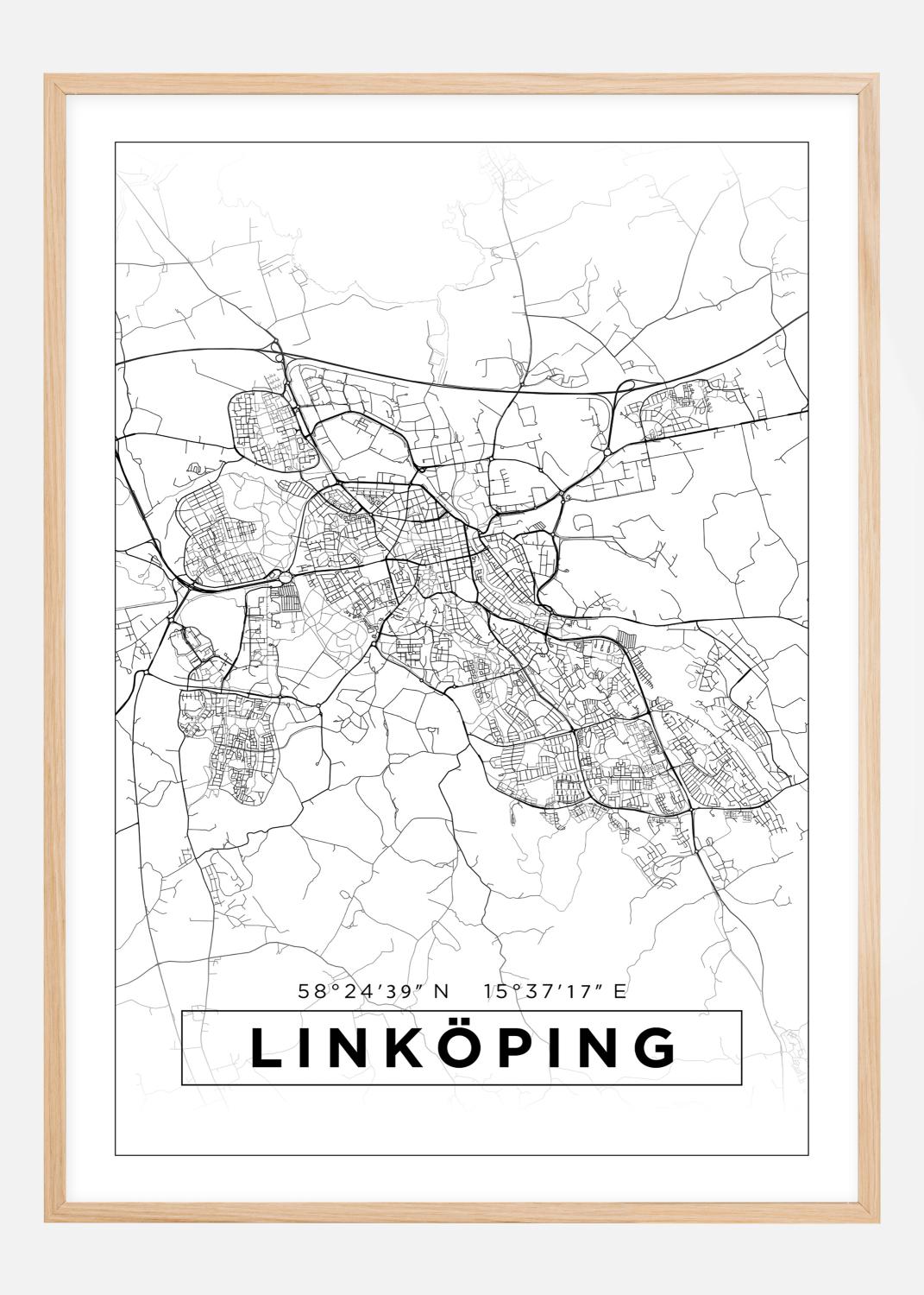 Product Image for Map - Linköping - White Poster (21x29,7 cm (A4))
