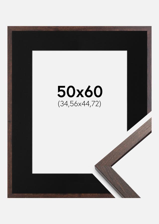 Ram med passepartou Fotolijst Trendy Walnoot 50x60 cm - Passe-partout Zwart 14x18 inches