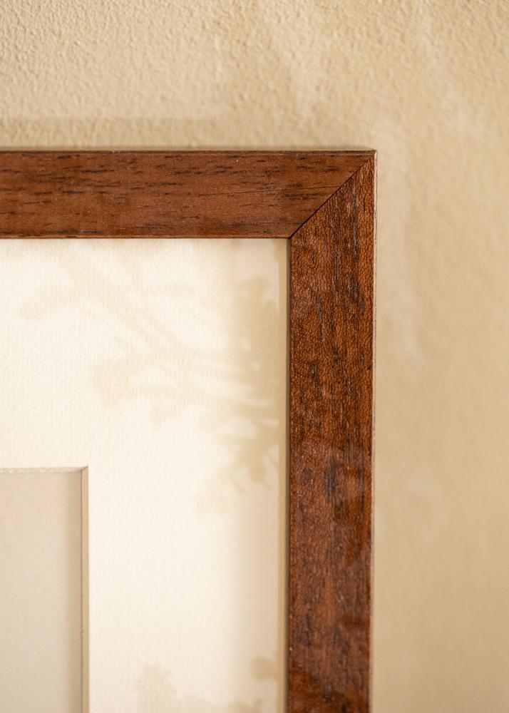 Ram med passepartou Fotolijst Hermes Teak 60x90 cm - Passe-partout Wit 50x75 cm