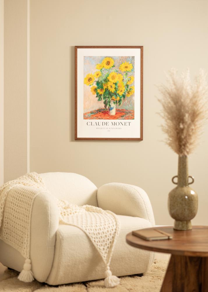 Ram med passepartou Fotolijst Hermes Teak 60x90 cm - Passe-partout Wit 50x75 cm