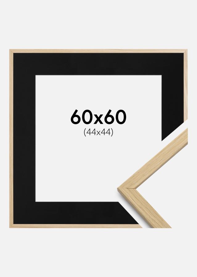 Ram med passepartou Fotolijst Edsbyn Eiken 60x60 cm - Passe-partout Zwart 45x45 cm