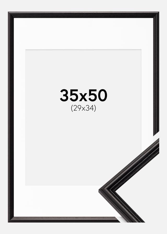 Ram med passepartou Fotolijst Horndal Zwart 35x50 cm - Passe-partout Wit 30x35 cm