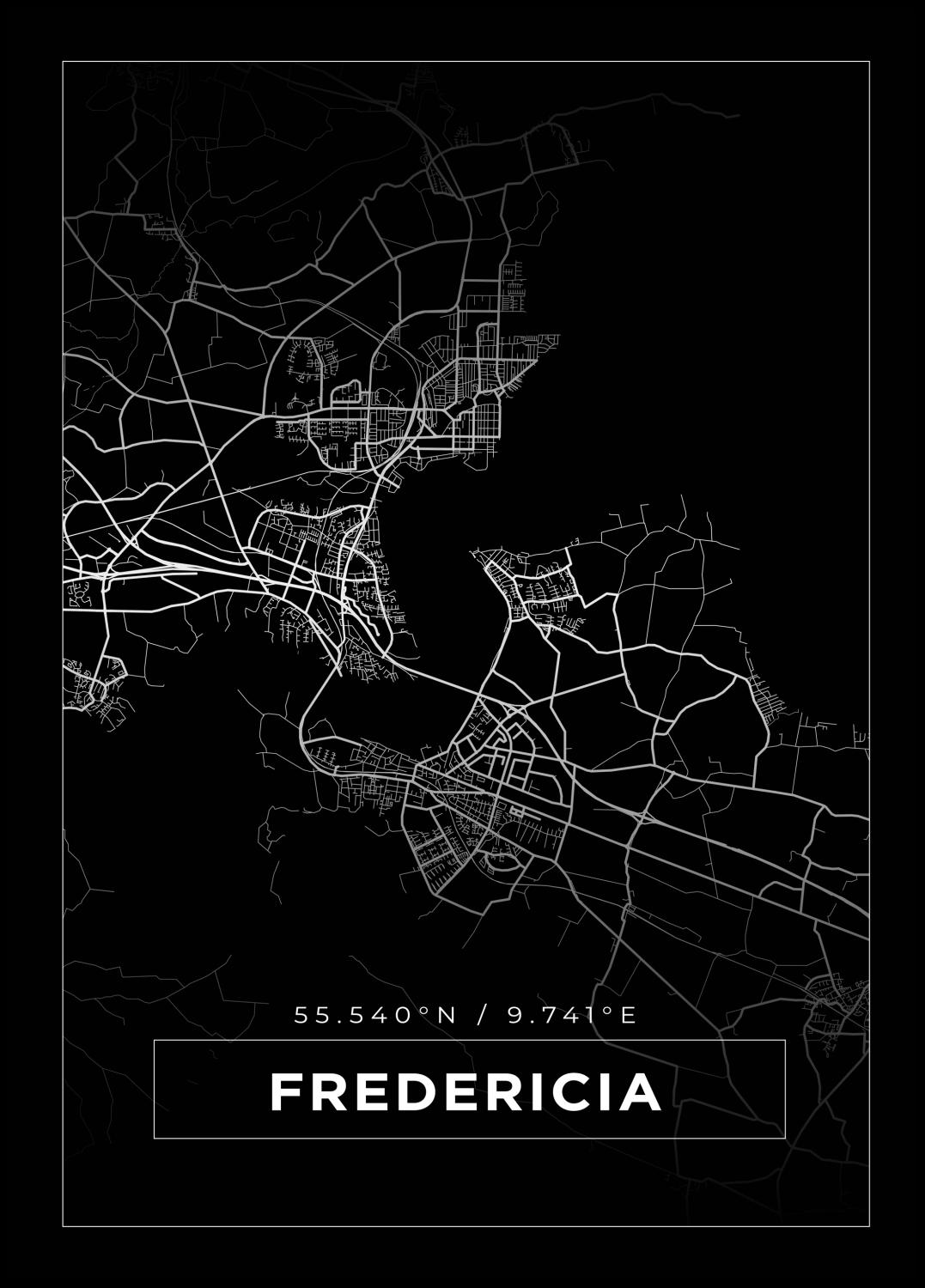 Product Image for Map - Fredericia - Black Poster (40x50 cm)