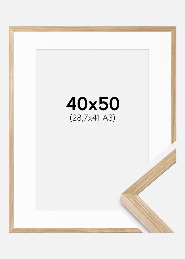 Ram med passepartou Fotolijst Soul Oak Veneer 40x50 cm - Passe-partout Wit 29,7x42 cm (A3)