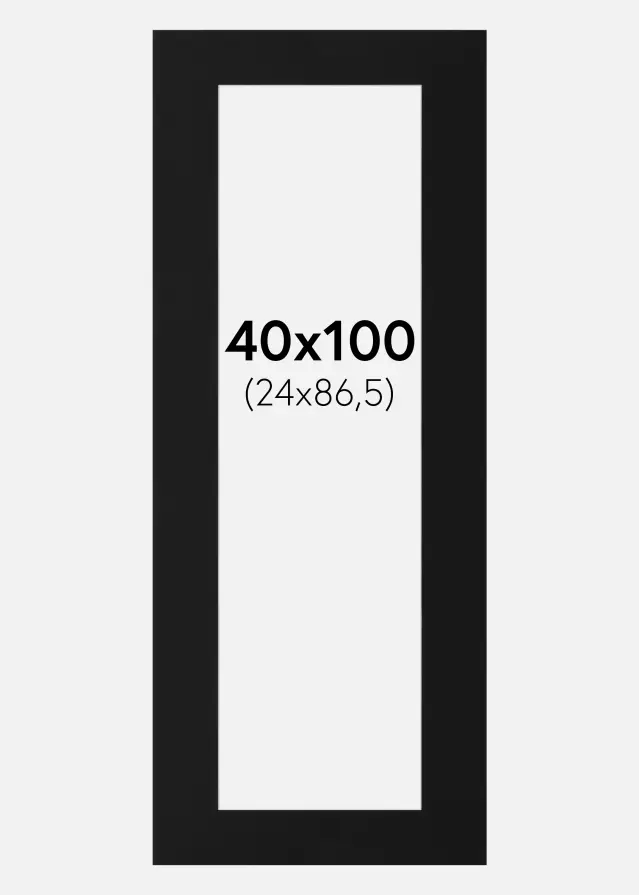 Artlink Passe-partout Zwart Standaard (Witte kern) 40x100 cm (24x86,5)