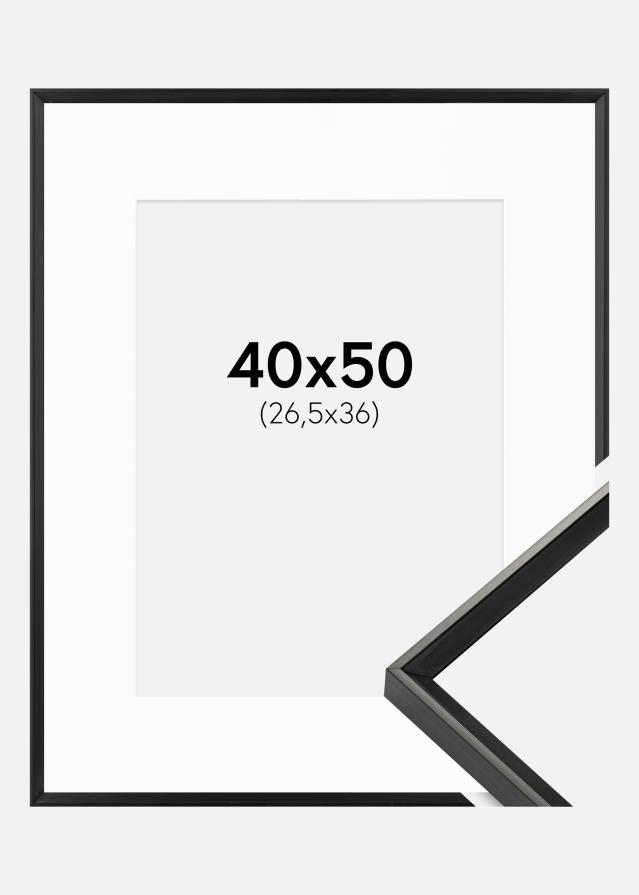 Ram med passepartou Fotolijst Desire Zwart 40x50 cm - Passe-partout Wit 27,5x37 cm