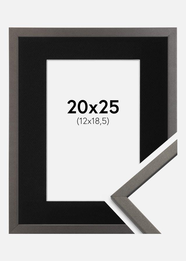 Ram med passepartou Fotolijst Edsbyn Grafiet 20x25 cm - Passe-partout Zwart 13x19,5 cm
