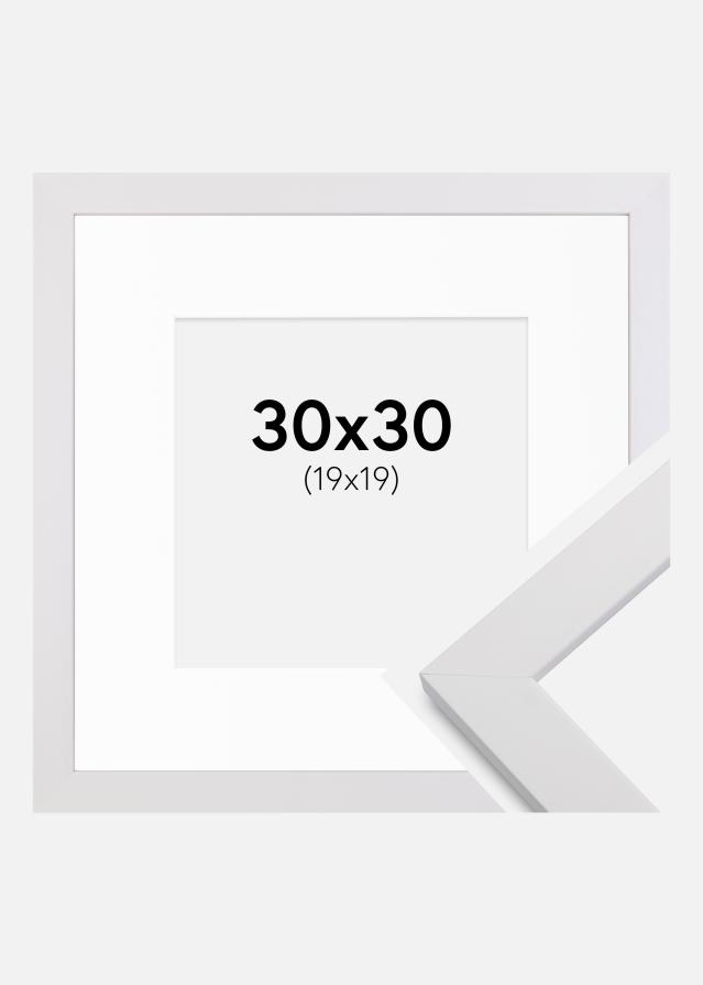 Ram med passepartou Fotolijst White Wood 30x30 cm - Passe-partout Wit 20x20 cm