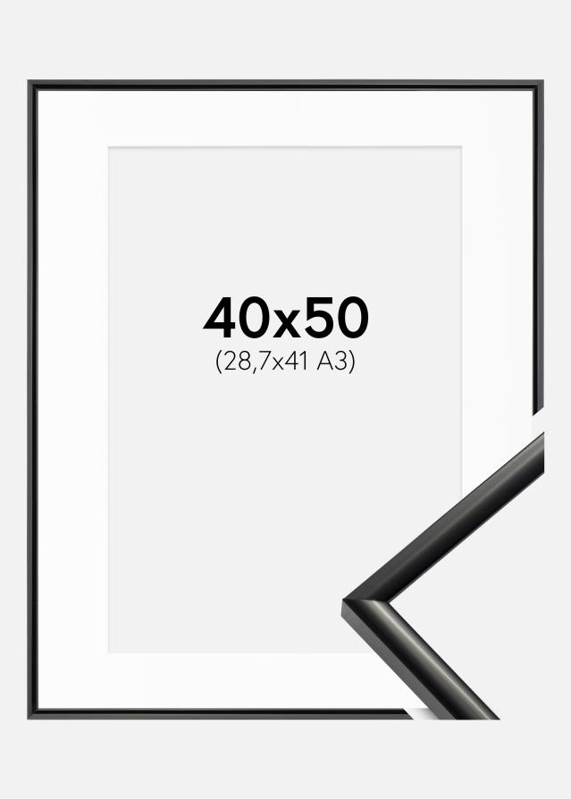 Ram med passepartou Fotolijst New Lifestyle Zwart 40x50 cm - Passe-partout Wit 29,7x42 cm (A3)