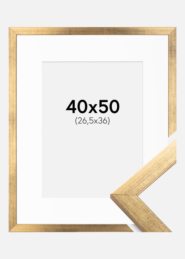 Ram med passepartou Fotolijst Stilren Goud 40x50 cm - Passe-partout Wit 27,5x37 cm