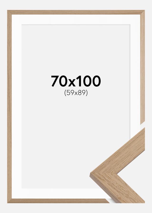 Ram med passepartou Fotolijst Trendline Eiken 70x100 cm - Passe-partout Wit 60x90 cm