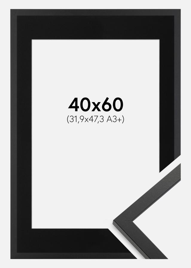 Ram med passepartou Fotolijst Trendy Zwart 40x60 cm - Passe-partout Zwart 32,9x48,3 cm (A3+)