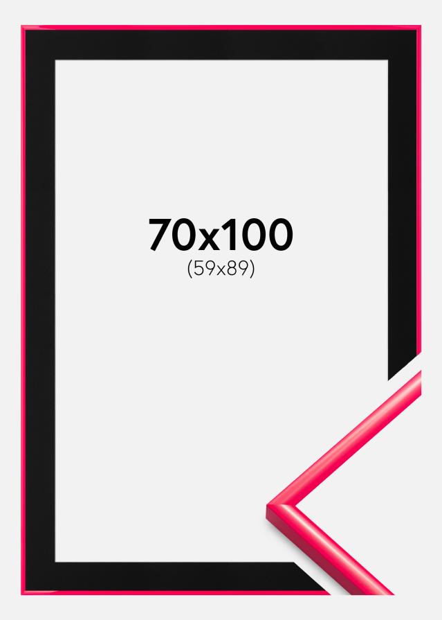 Ram med passepartou Fotolijst New Lifestyle Hot Pink 70x100 cm - Passe-partout Zwart 60x90 cm
