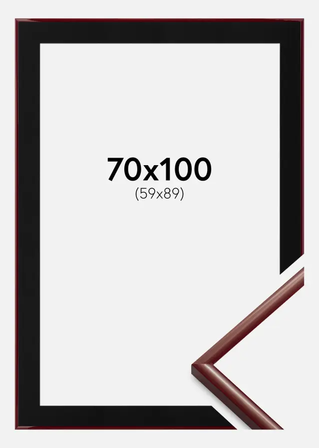 Ram med passepartou Fotolijst New Lifestyle Donkerrood 70x100 cm - Passe-partout Zwart 60x90 cm