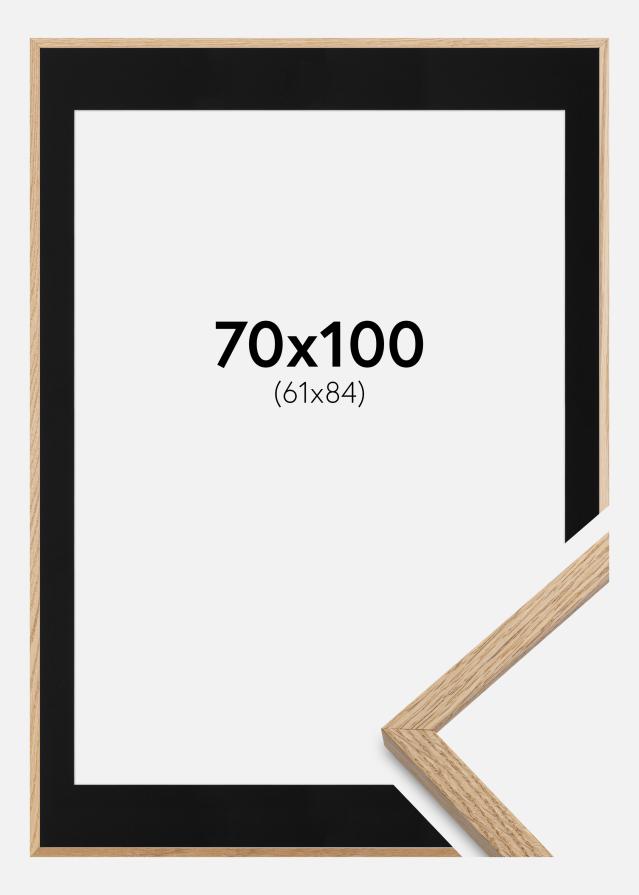 Ram med passepartou Fotolijst Oslo Eiken 70x100 cm - Passe-partout Zwart 62x85 cm