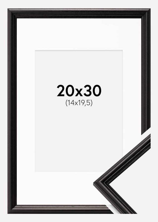 Ram med passepartou Fotolijst Horndal Zwart 20x30 cm - Passe-partout Wit 15x21 cm (A5)