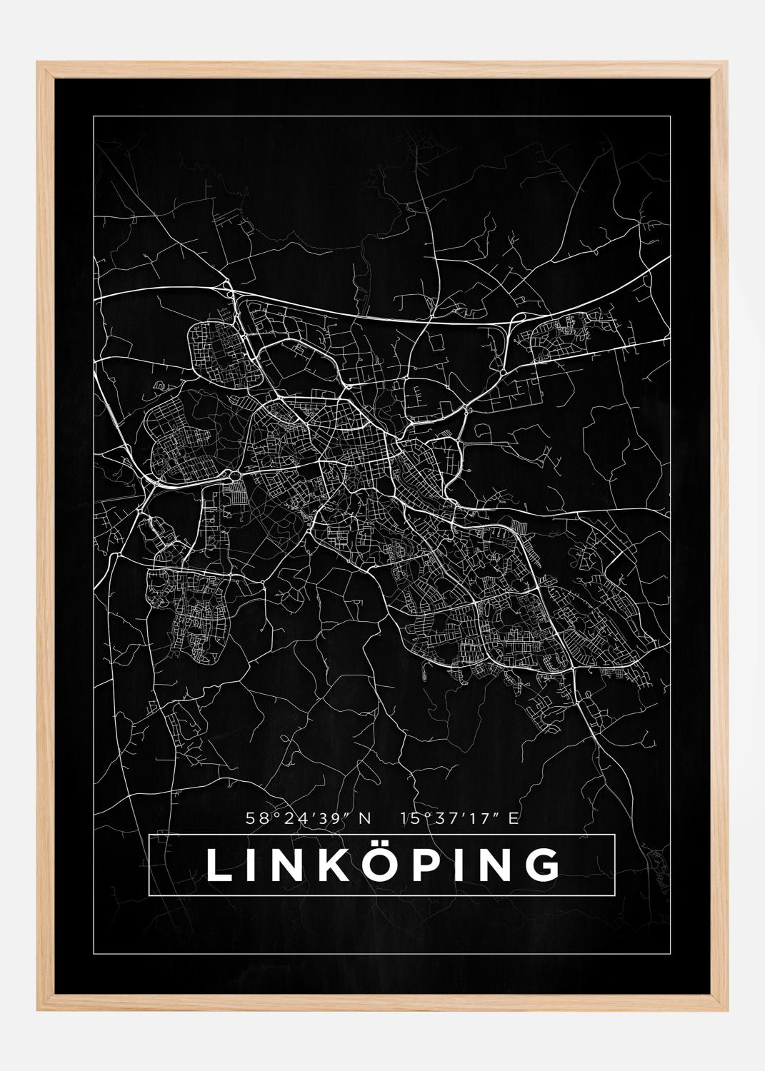 Product Image for Map - Linköping - Black Poster (21x29,7 cm (A4))