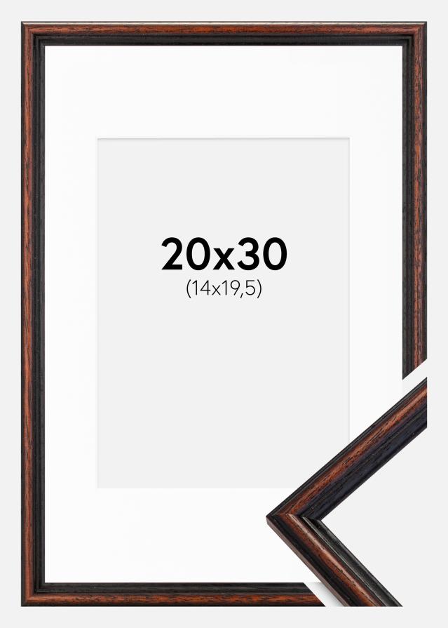 Ram med passepartou Fotolijst Horndal Walnoot 20x30 cm - Passe-partout Wit 15x21 cm (A5)