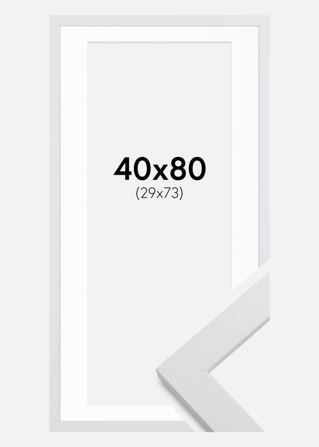 Ram med passepartou Fotolijst White Wood 40x80 cm - Passe-partout Wit 30x74 cm