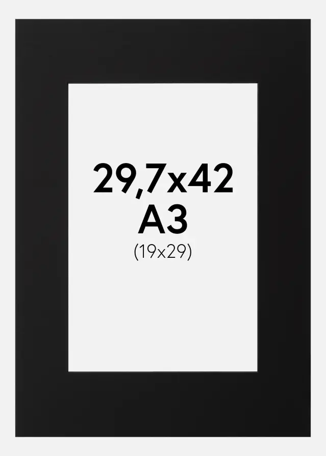 Galleri 1 Passe-partout Zwart (Zwarte kern) 29,7x42 cm (A3) (19x29)