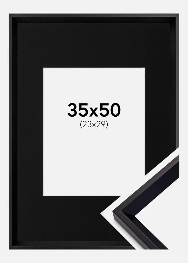 Ram med passepartou Fotolijst Globe Zwart 35x50 cm - Passe-partout Zwart 24x30 cm